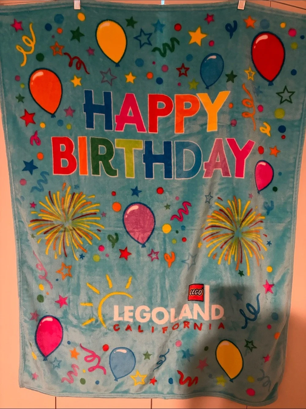 LegoLand Bright Happy Birthday Party blanket never used